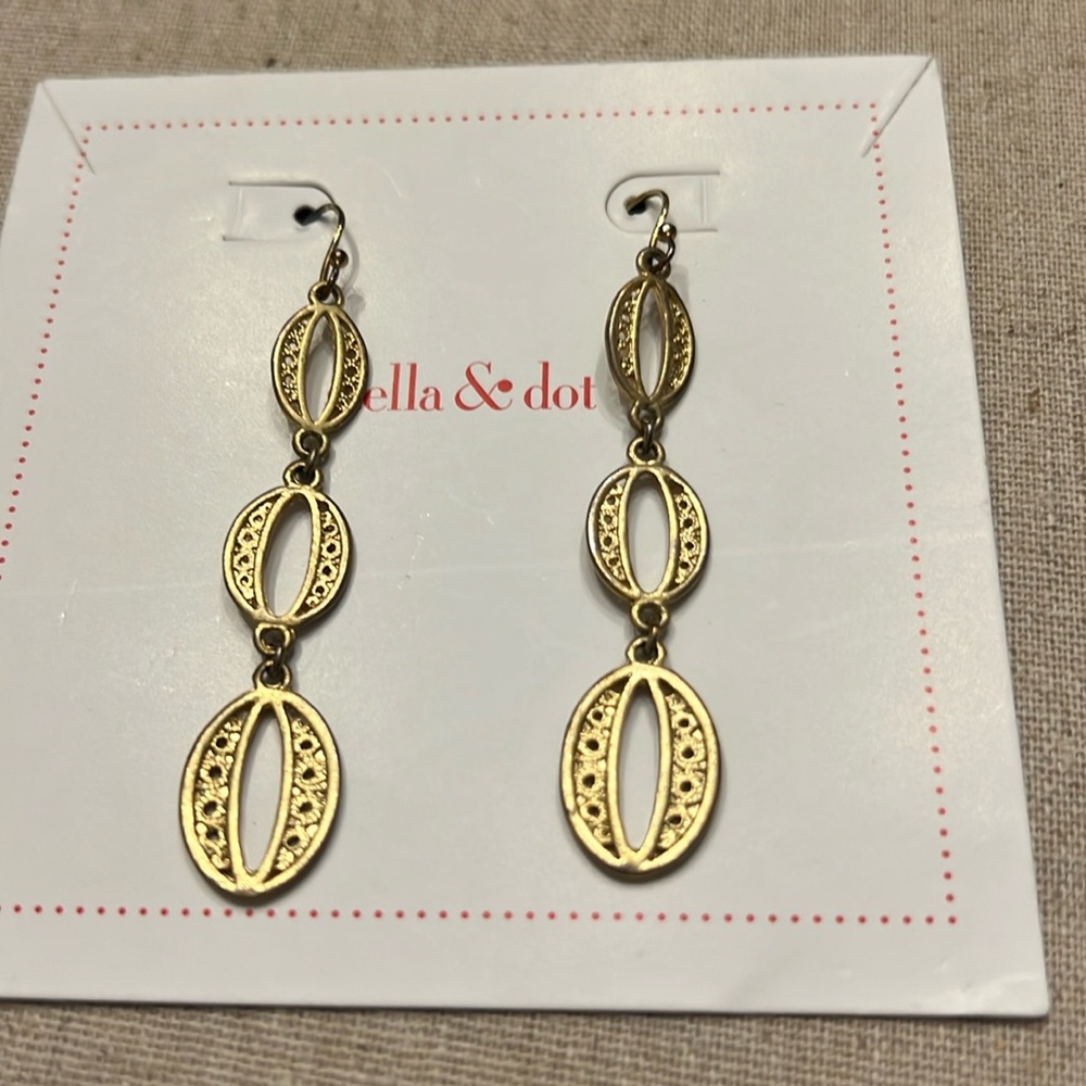 Stella & Dot Kimberly boho antique gold drop earrings